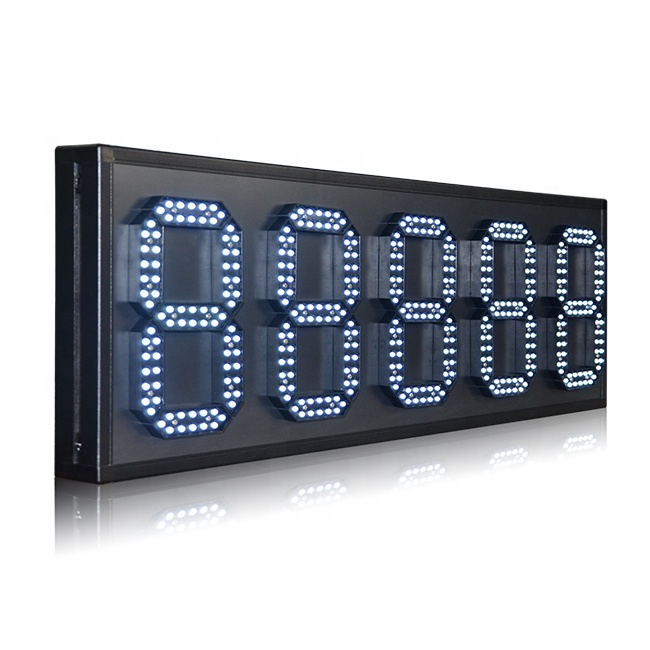 Diseño especial para exteriores, alto brillo, 8 '', blanco 88888, tablero de precios de combustible LED