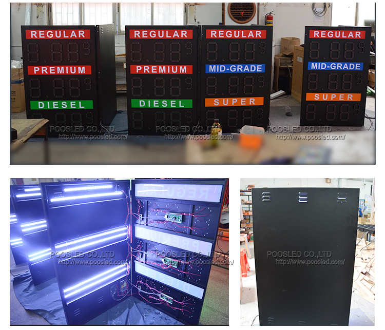 Venta caliente 12 '' + 6 '' cambiador de precio de gas led de d&iacute;gitos